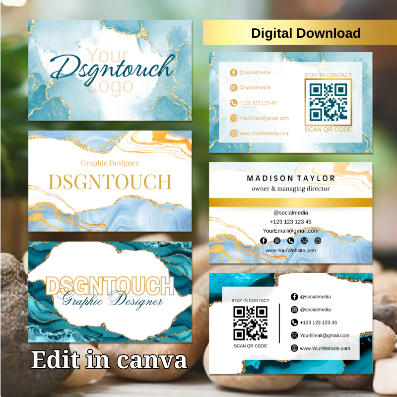 Free Business Card Maker customizable watercolor business cards by Dsgntouch for professional branding.