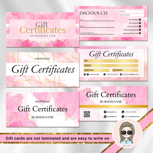 Printable gift certificate template showcasing elegant designs with customizable fields for gifting.