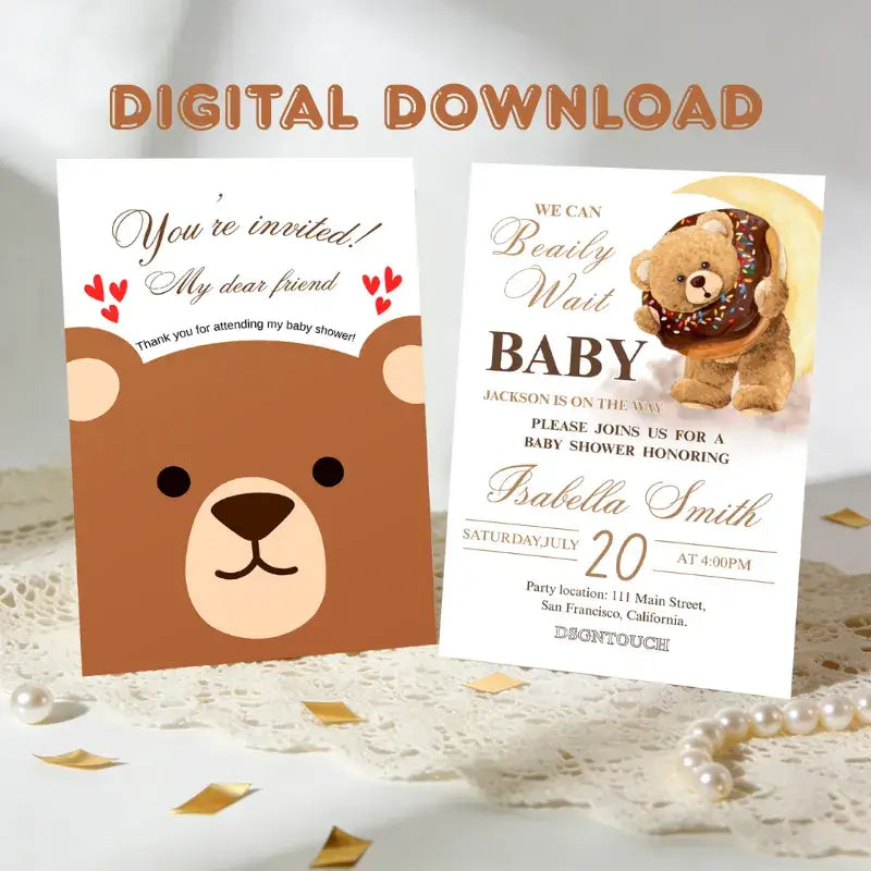 Digital Baby Shower Invitations - Editable Canva Template