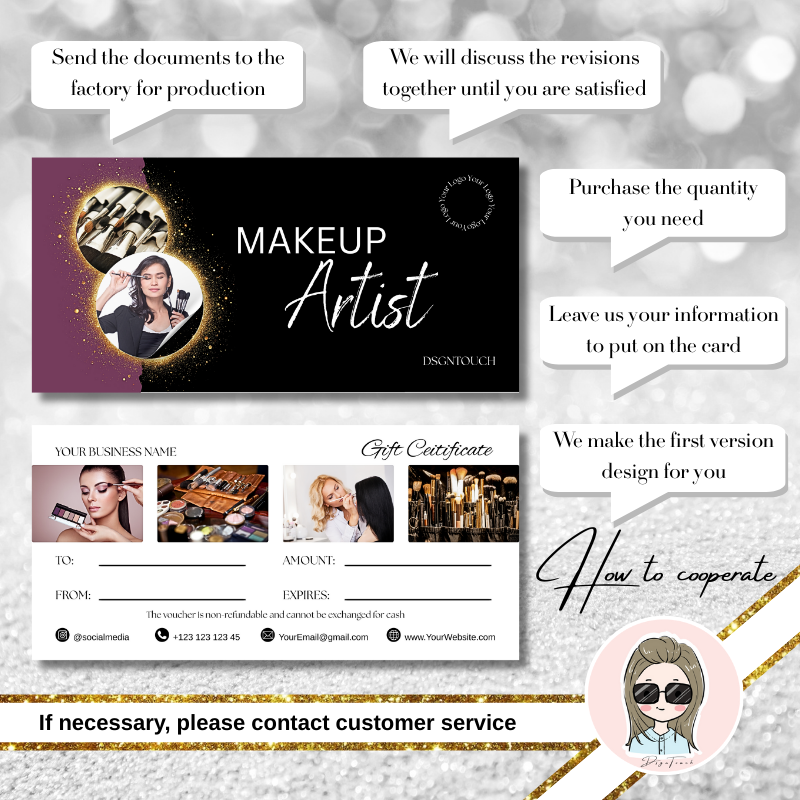 Gift Card for Salon design featuring a makeup artist theme, ideal for beauty businesses.