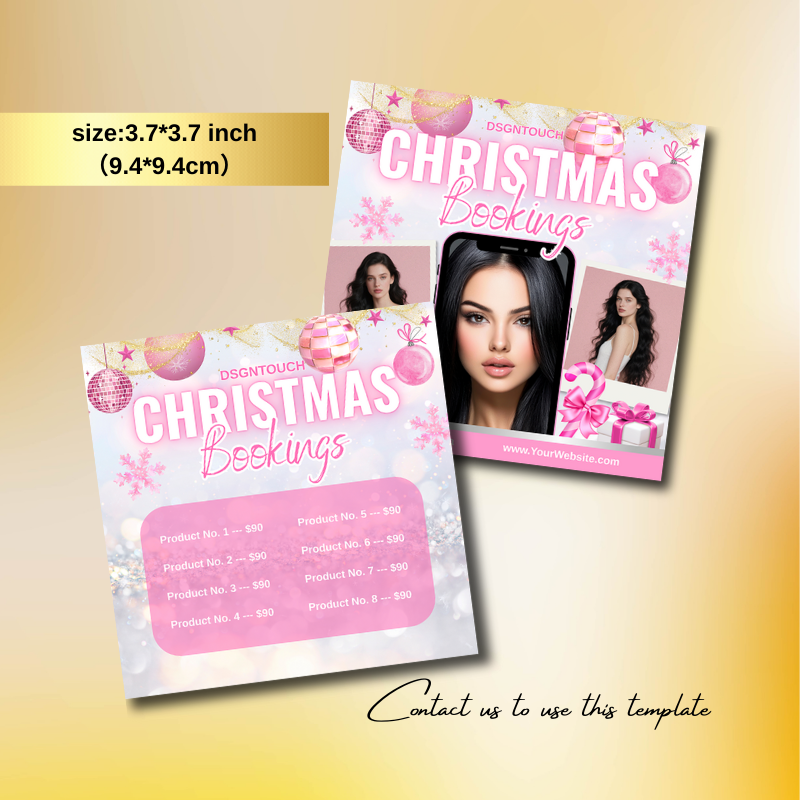 Side view demonstrating the premium thickness of 300gsm cardstock used in DSGNTOUCH's square Christmas salon cards.