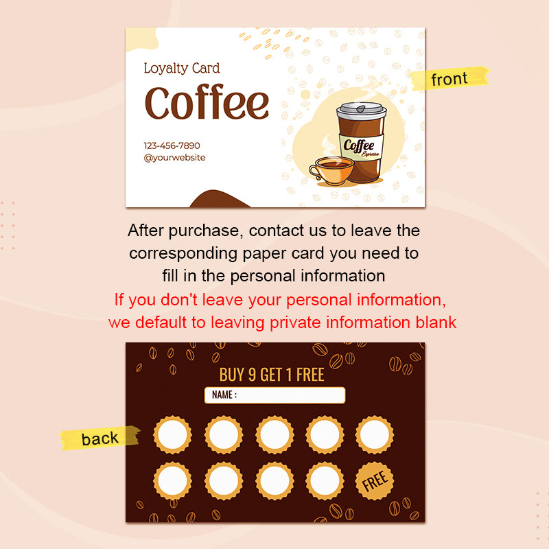DsgnTouch 500pcs Coffe Loyalty Card Customized With Personalized Logo Thank You For Your Purchase Art Paper Cards Printing