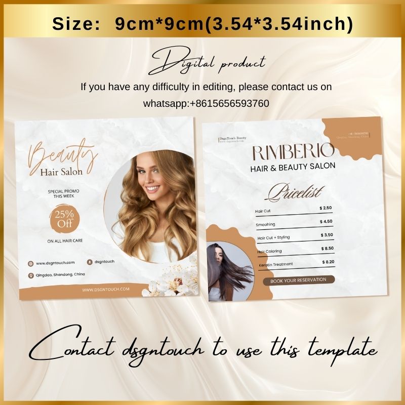 DsgnTouch Custom Square cards for Beauty Salon Digital Product
