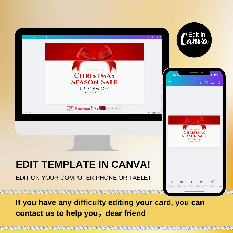 Fully Customizable Christmas Name Card for Beauty Salons and Lash Technicians