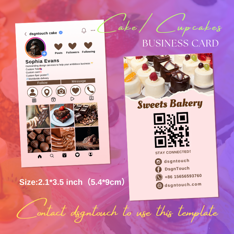 DsgnTouch Sweets Business Card, Cake Business Card, Small Business Cards, Baking Business Card, Custom Business Card, Diy canva business card.