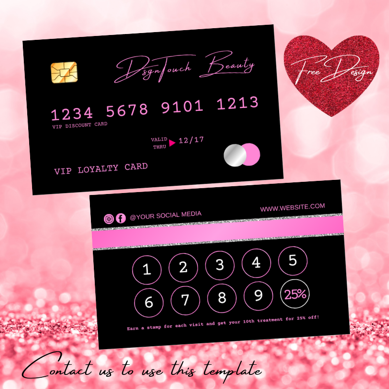 Dsgntouch Beauty Loyalty Cards for Salon Business Rewards Credit Punch Card