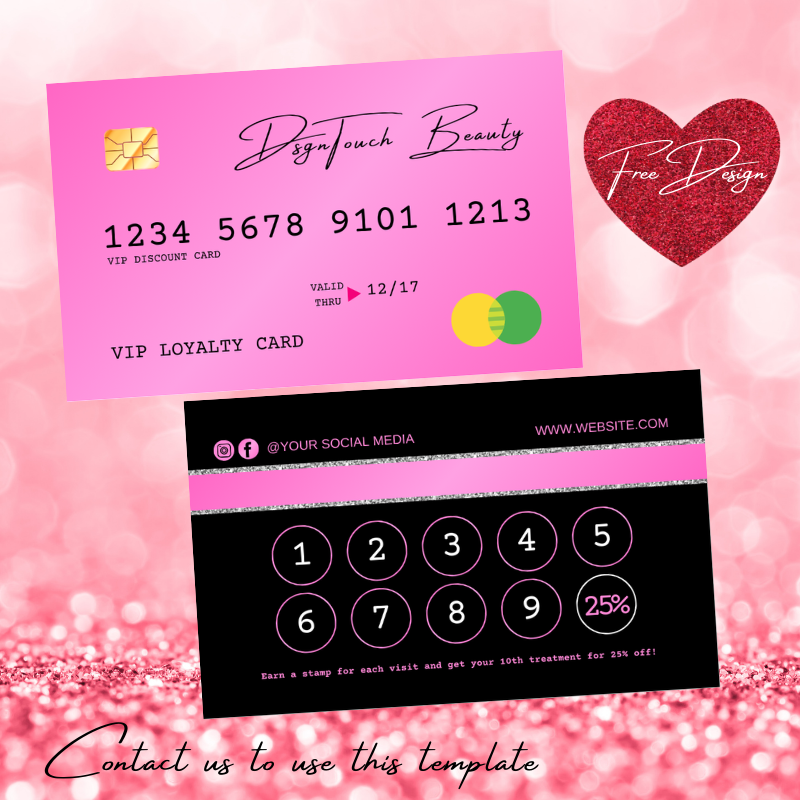 Dsgntouch Beauty Loyalty Cards for Salon Business Rewards Credit Punch Card