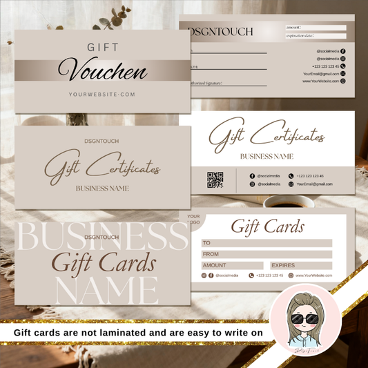 The front design of the premium beauty salon gift certificate printed on thick 300g uncoated paper.