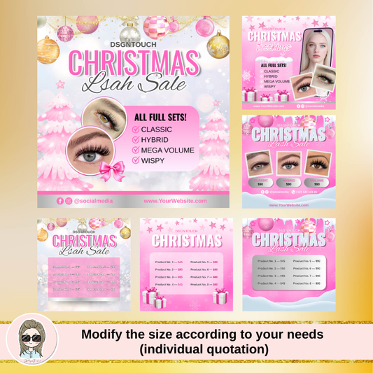 Front view of DSGNTOUCH's blush pink square business cards for lash studios - 200pcs minimum order on premium 300gsm glossy paper