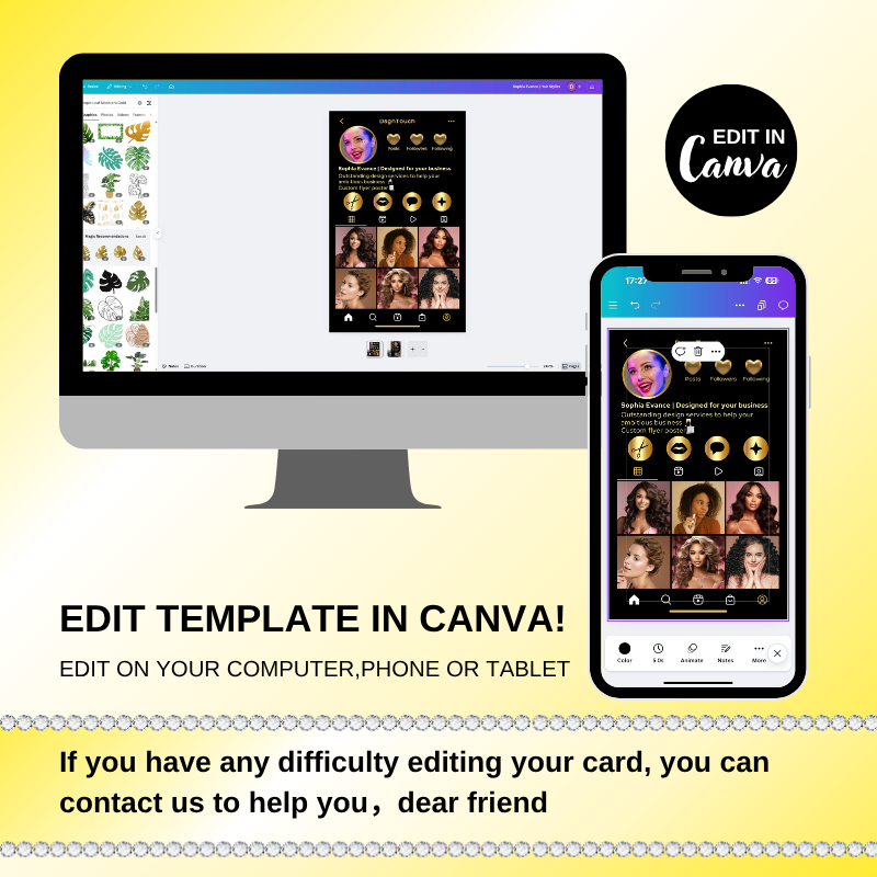 Editable digital business card template display your business