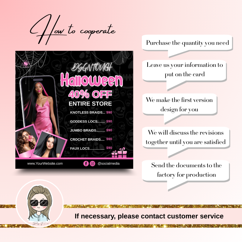 Custom QR code Halloween cards for hairstylists with free design service via WhatsApp +8615656593760