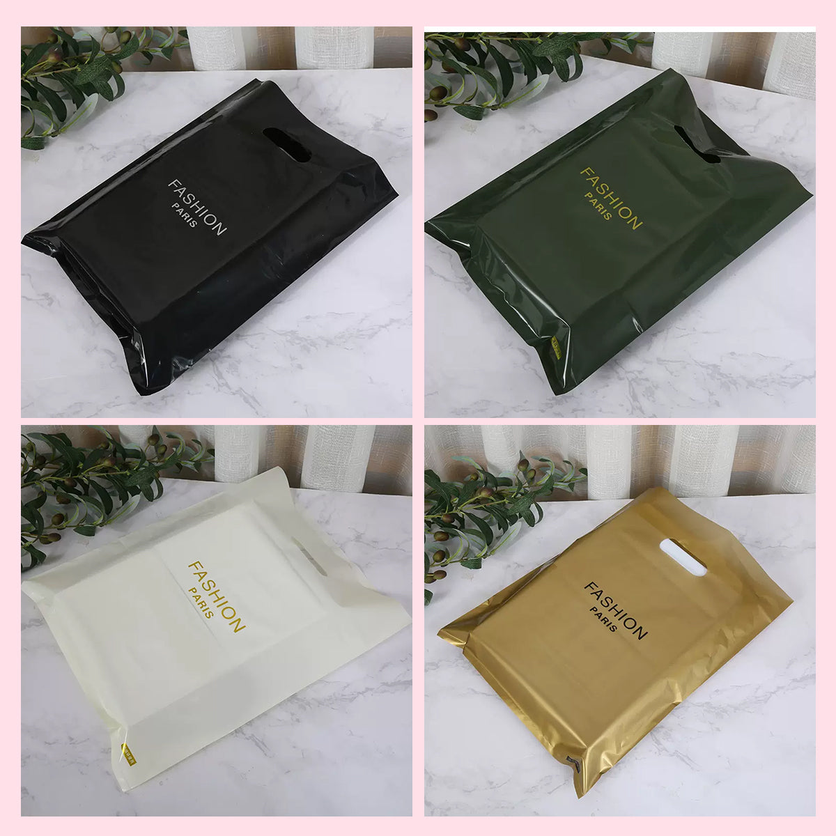DsgnTouch Clothing store bags 50 pcs per pack customized printed logo plastic bags cosmetic gift packaging bags women children's handheld shopping bags customized