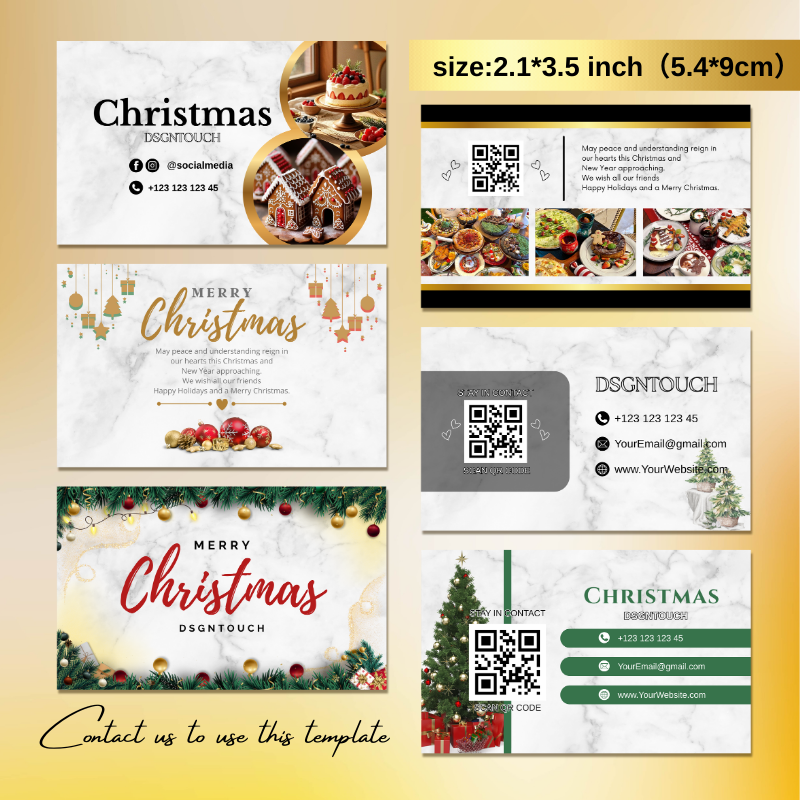 Macro shot capturing light reflecting off the smooth, high-gloss laminate coating on the DSGNTOUCH Christmas bakery card.