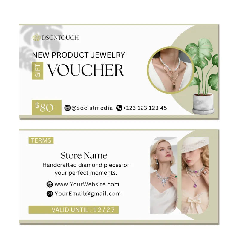 Jewelry Gift Card | Eco-Friendly Design | Matte Uncoated for Writing