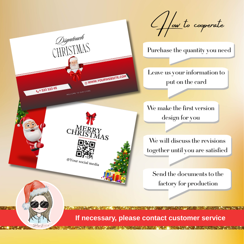 Premium 300g art paper Christmas business cards with double-sided glossy coating for beauty salons