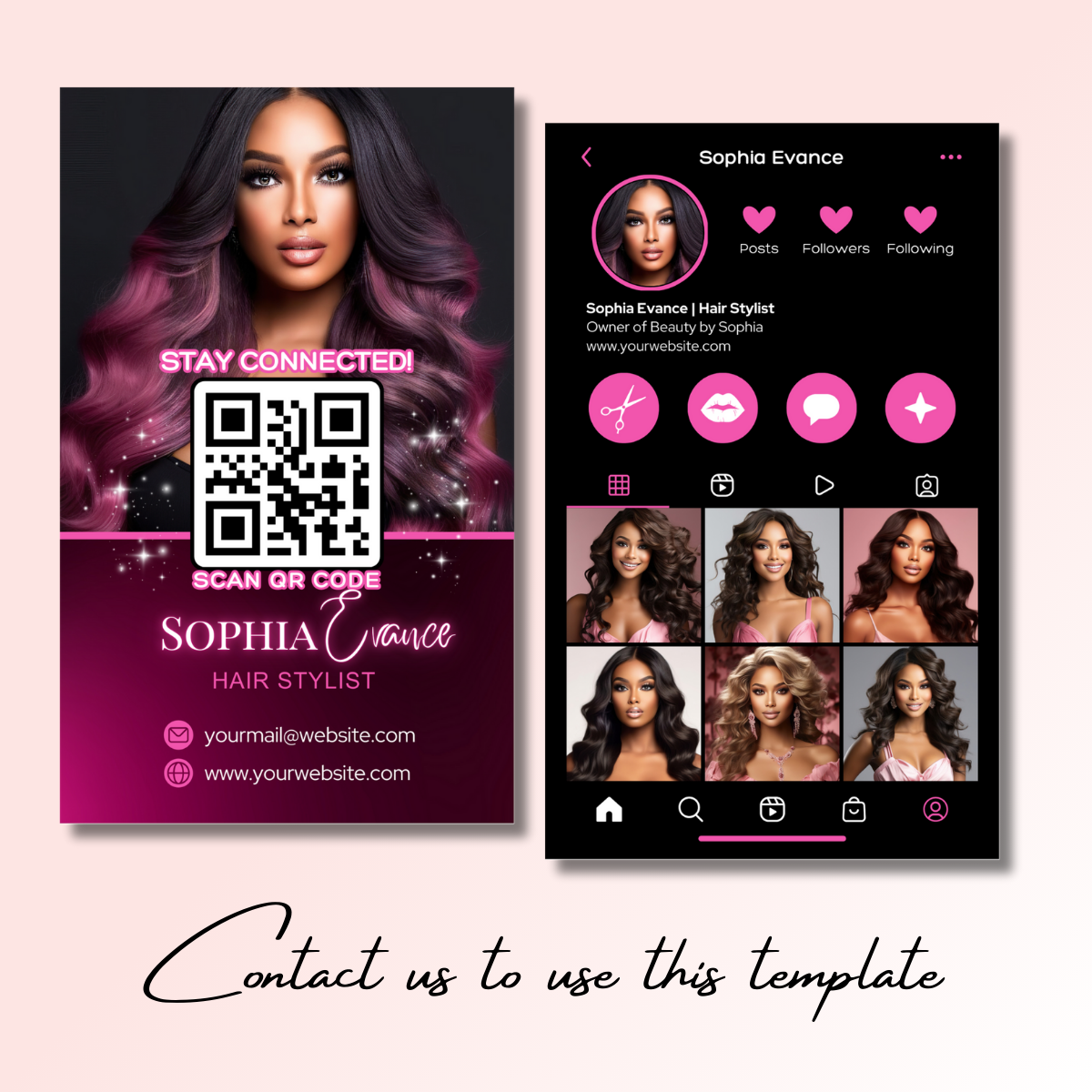 Glossy Custom Instagram Business Card for Hair Salon by DSGNTOUCH