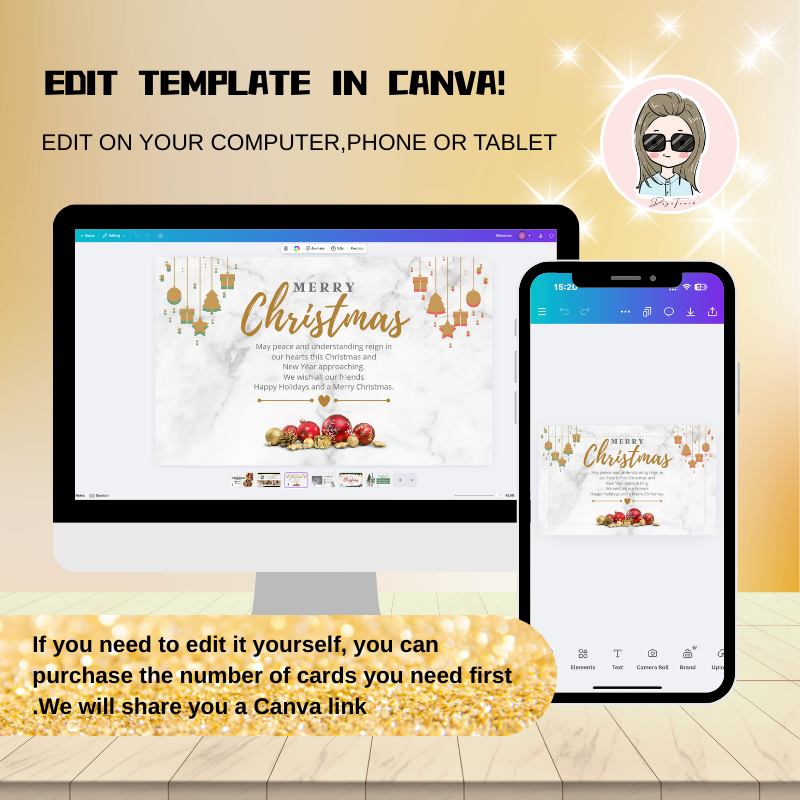 Extreme close-up of the heartfelt Christmas message on the card: "May peace and understanding reign in our hearts this Christmas".