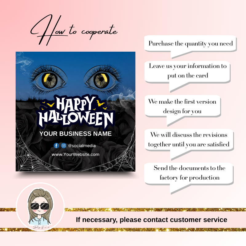Glossy finish Halloween QR code cards perfect for lash studios to promote bookings and special offers.