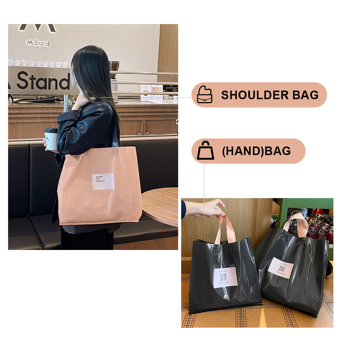 DsgnTouch High-grade clothing store handbags for clothes with plastic bags women's gift packaging shopping bags customized wholesale