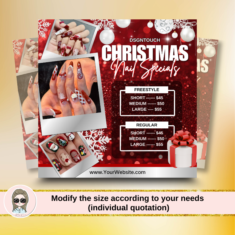 Premium 300GSM art paper Christmas cards with glossy coating, designed specifically for nail technicians and beauty professionals
