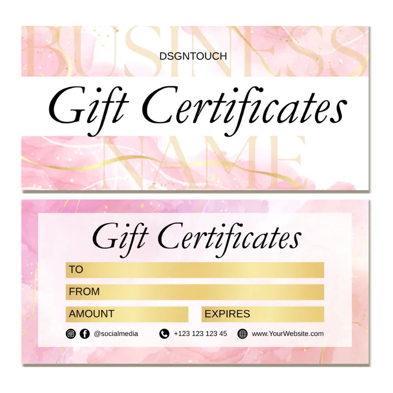 Printable Gift Certificate Template, Custom Printed Gift Voucher