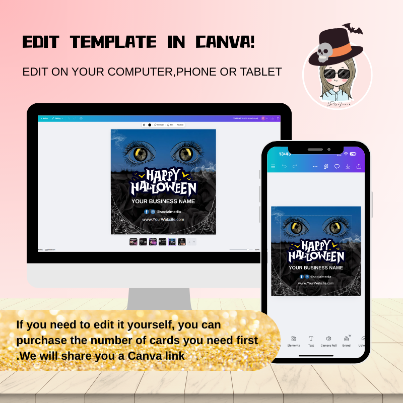 Professional Halloween promotional cards specifically designed for beauty salons and lash studios.