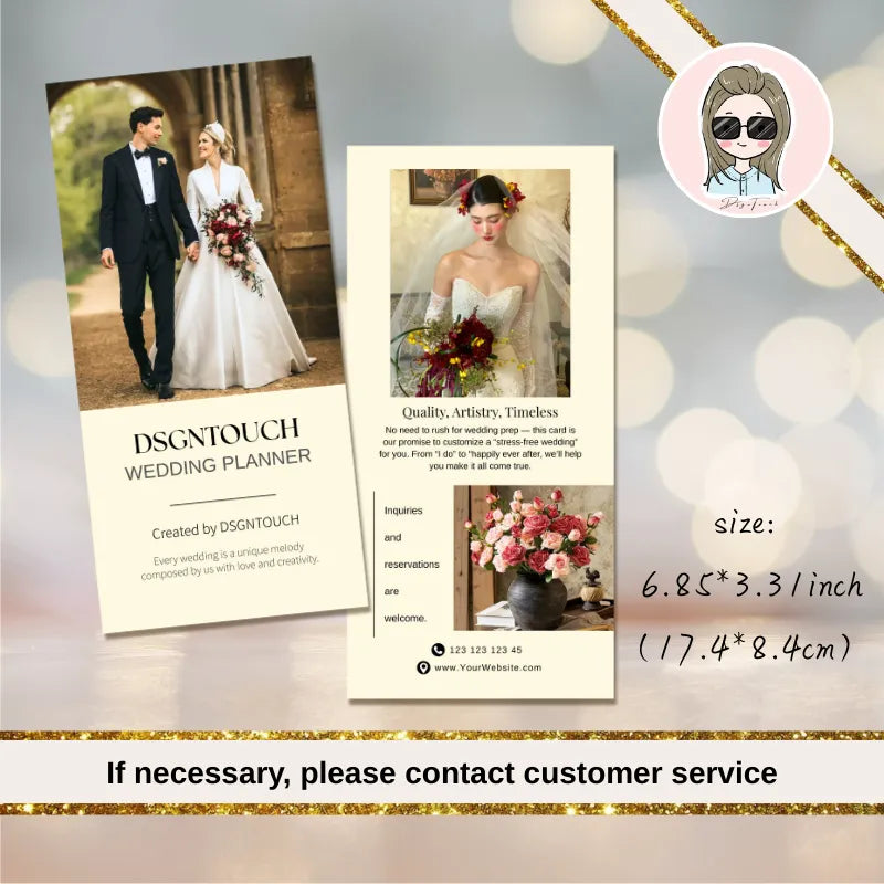 Printed wedding card showcasing DSGNTOUCH wedding planner service, premium quality design and layout.