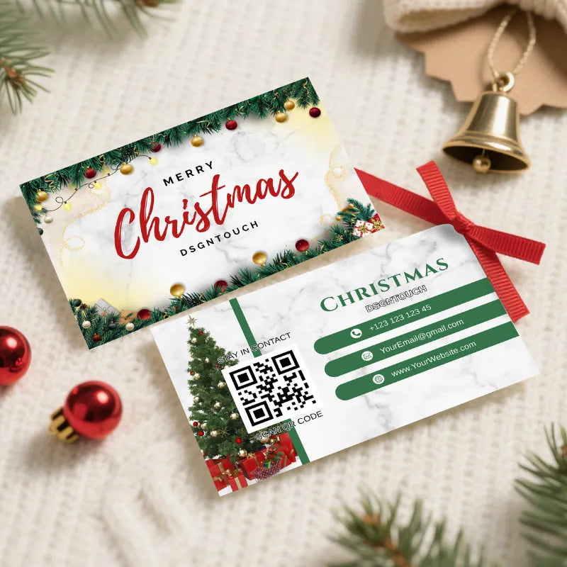 Side view of multiple Christmas bakery cards demonstrating the substantial thickness and premium quality of the 300g cardstock.