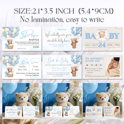 Baby Shower Cards printed on 300g premium paper featuring charming designs and easy-to-write surfaces.