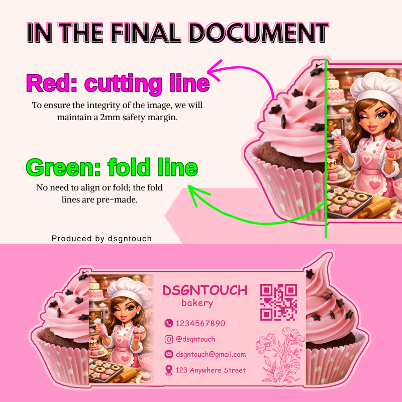 Custom 3-Fold Bakery Die Cut Cards | dsgntouch