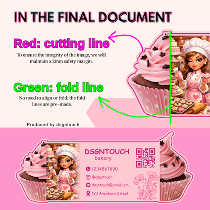 Custom 3-Fold Bakery Die Cut Cards | dsgntouch