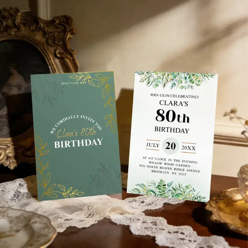 80th birthday card for elderly, designed for a garden party celebration.