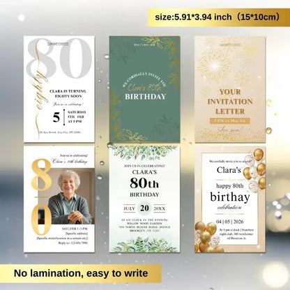 Birthday card for elderly featuring invitation cards for an 80th birthday celebration design.
