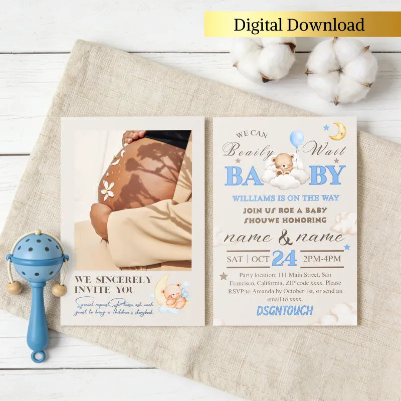Baby Shower Invitations Ideas featuring a editable digital design from dsgntouch with unique customization options.