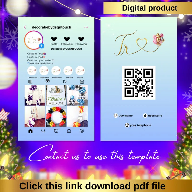 Event Planner Template featuring a digital product download with colorful design and QR code.
