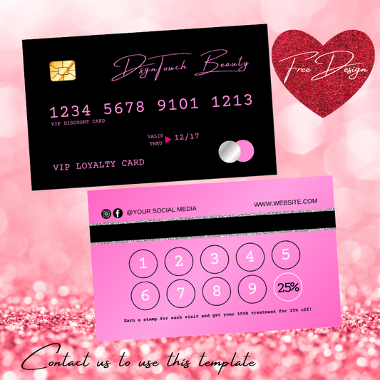 Dsgntouch Beauty Loyalty Cards for Salon Business Rewards Credit Punch Card