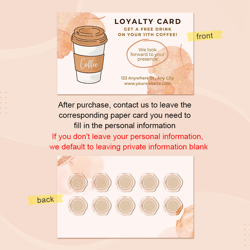 DsgnTouch 500pcs Coffe Loyalty Card Customized With Personalized Logo Thank You For Your Purchase Art Paper Cards Printing