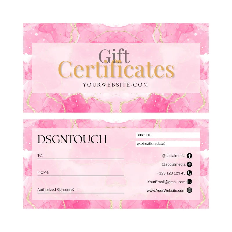 Printable Gift Certificate Template, Custom Printed Gift Voucher