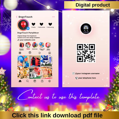 Event Planner Template featuring DsgnTouch digital product with social media and QR code for easy access.