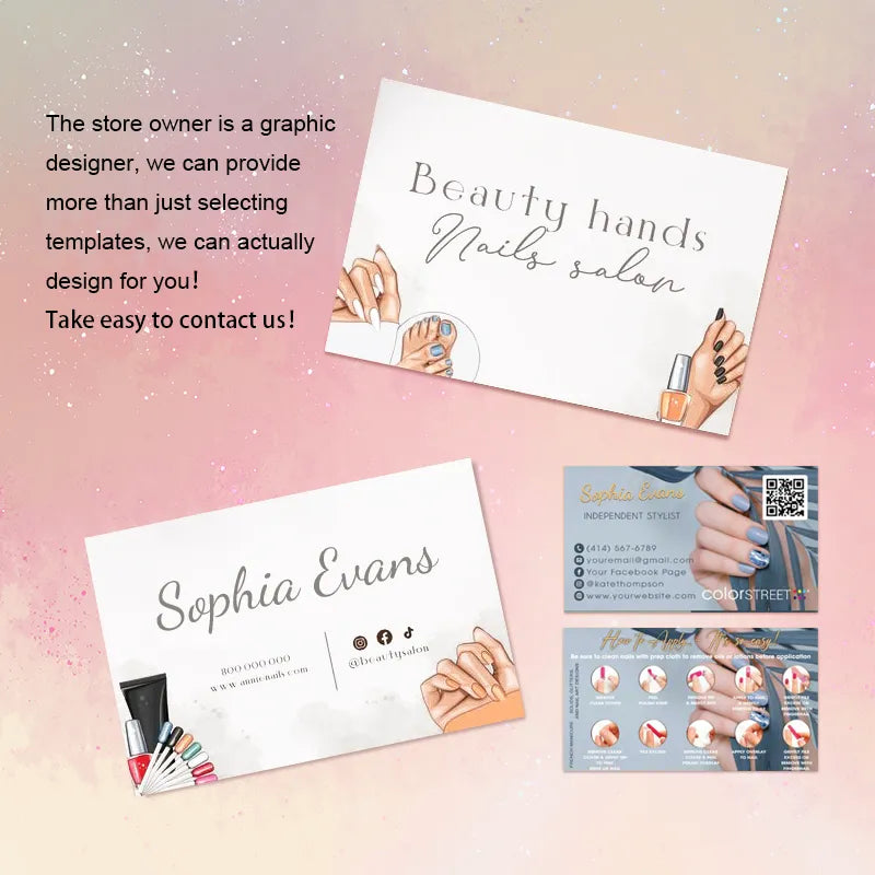 DsgnTouch Instagram Card for Nail Salon showcasing personalized nail service designs and contact details.