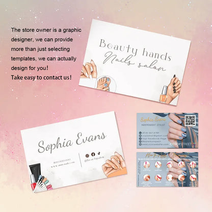 DsgnTouch Instagram Card for Nail Salon showcasing personalized nail service designs and contact details.