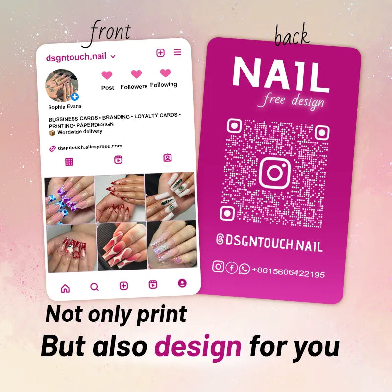 DsgnTouch Instagram Nail Card personalized bank for small business featuring Instagram Card for Nail Salon design