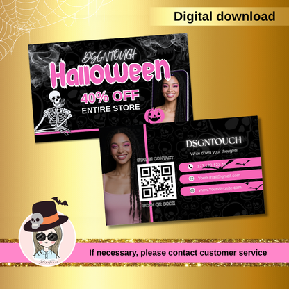 Spooky Halloween Business Card Template for Salons by DSGNTOUCH