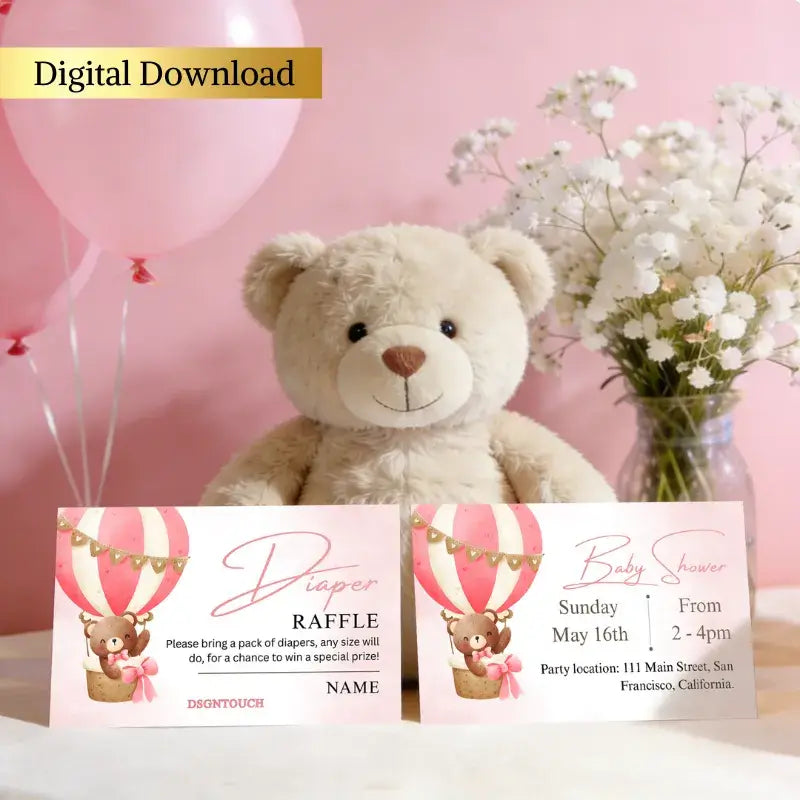 Its a Girl Invitation: Editable Pink Canva Template