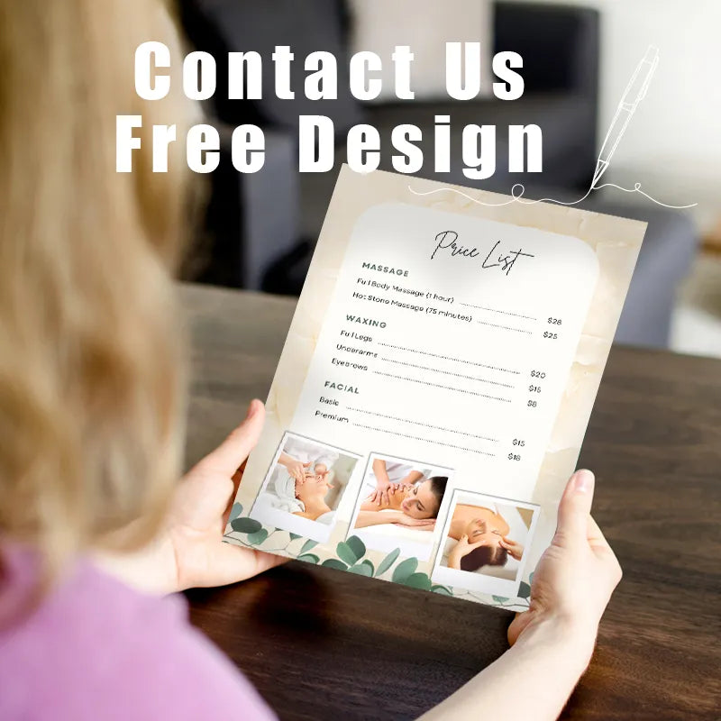 Nail Salon Flyer featuring price list and services, promoting free design support.