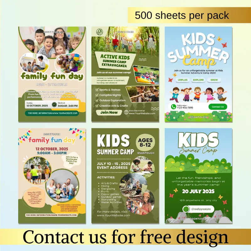Outdoor_Flyer_Maker_samples_showcasing_vibrant_designs_for_summer_camps_and_family_events