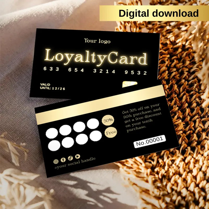 Salon Loyalty Card Canva Template Digital Templates by DSGNTOUCH featuring a customizable loyalty card design.