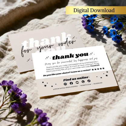 Thank You Card Template featuring stylish design with floral elements, perfect for small business appreciation.