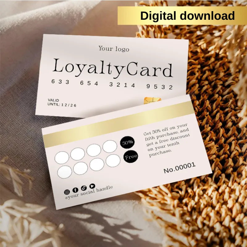 Salon Loyalty Card Canva Template Digital Templates by DSGNTOUCH featuring a customizable loyalty card design.