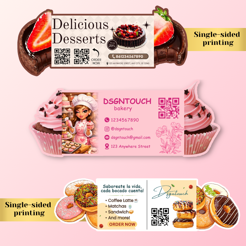 Custom 3-Fold Bakery Die Cut Cards | dsgntouch